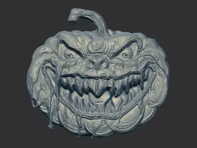 hallowen scary pumpkin face 3D print model