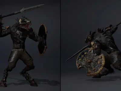 Mist Spearman Arm2 Brutal Low-poly 3D model