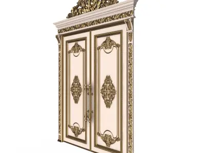 Carved Door Classic 01401 White Low-poly 3D model