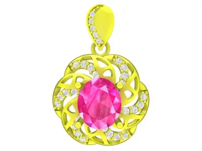 4949 luxury korean style diamond oval women pendant  3D print model