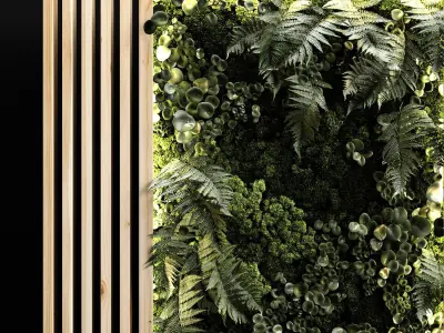 Wooden planks and vertical garden 3D model