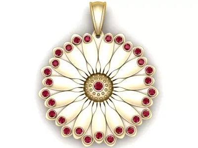 gold flower pendant 3D printable model   3D print model