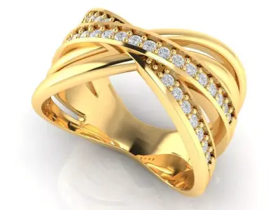 CROSSOVER DIAMOND RING 3D print model