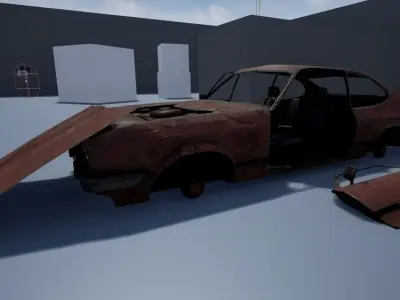 Rusty coupe low poly Low-poly 3D model