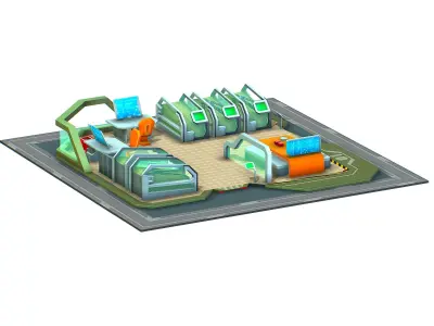 isometrical recreation room barrack hospital 1 Low-poly 3D model