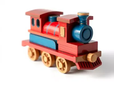 Colorful Wooden Train model pack Low-poly 3D model