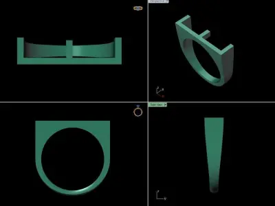 alphabet ring letter E 3D print model