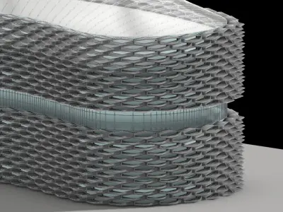 Advanced Parametric Building and facade Low-poly 3D model