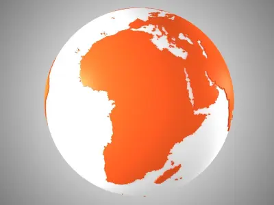 Solid Color Orange White Globe 3D model
