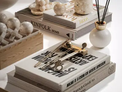  Golden Stillness Tabletop Styling with Magnolia 3D model