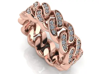 Ring Cuban Chain 7 mm Wide - DIFERENT SIZES 3D print model