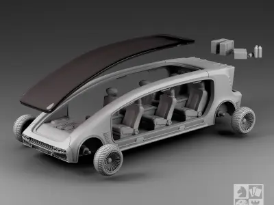 Futuristic panoramic limousine 3D print model