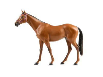 Bay Thoroughbred Horse Athletic Sculpture Low-poly 3D model
