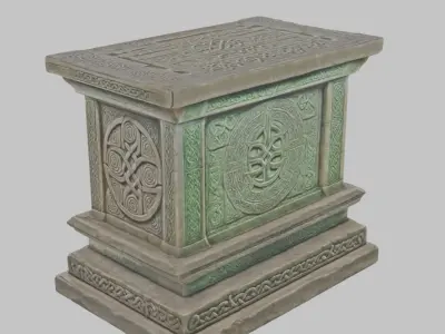 rectangular Celtic Medieval Altar Low-poly 3D model