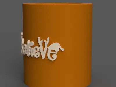 Christmas candle holder with believe relief sharp version 3D print model