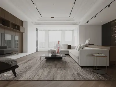 Modern Elegance  3D Model of a Luxurious Living Space 3D model