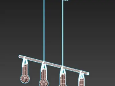 apricale-98282 pendant light with four lights hanging from it 3D model