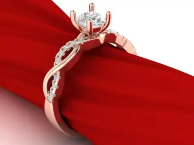 Luxury engagement ring 3D print model 5