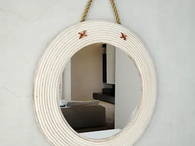 Round Wood And Jute Mirror by ZARA HOME 3D model
