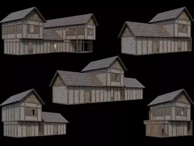 Medieval Village Pack  - 5 Assets - 4K Textures Game Ready Low-poly 3D model get