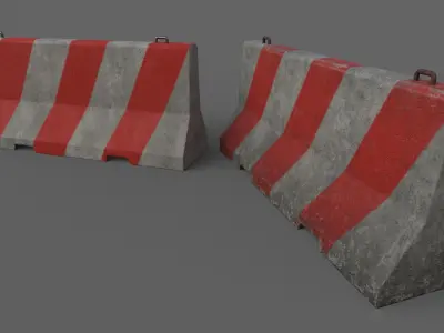 PBR Concrete Barrier V2 Low-poly 3D model