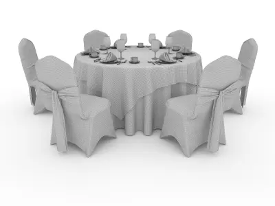 Banquet Table and Chair 49 3D model