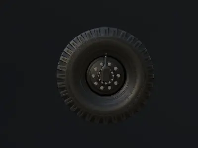 Off-road wheel and three types of tires for KAMAZ trucks Free low-poly 3D model