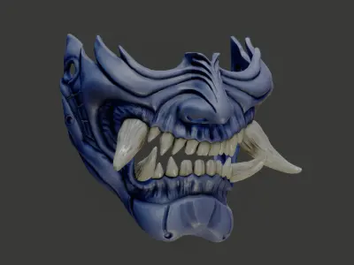 Wearable Oni Mask 14 Demon Half Face Ver 2 3D print model
