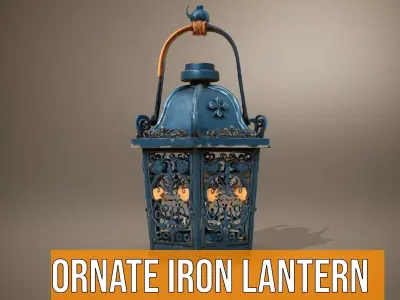 Ornate Iron Lantern model pack Low-poly 3D model