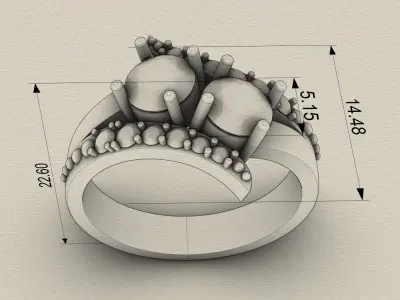 diamonds ring 3D print model buy