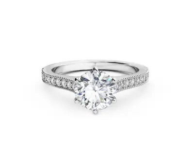 ZRP022 solitaire diamond engagement ring 3D print model
