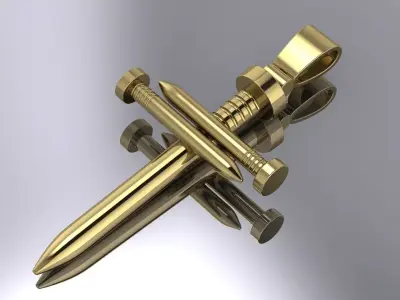 Nail Elagant Cross Brand Gold Jewelry 3D print model