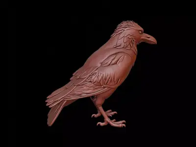 Crow Animal Sculpture 3D print model