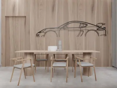 Metal wall art car silhouette Low-poly 3D model