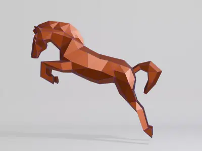 Polygonal Jumping Horse Low-poly 3D model