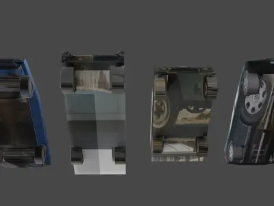 4 low poly cars four Low-poly 3D model