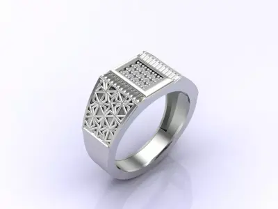 Print Ready STL 3DM  Gents Rings Diamond Men Ring  3D print model 40