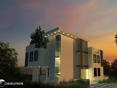 Architect modern house with stairs 3D model