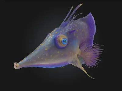 Exotic Blue Bladefish Stylized Aquatic Creature Model  3D model