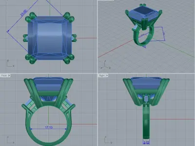 ring with diamond 3D print model buy