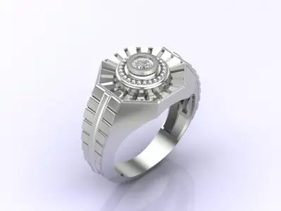 Print Ready STL 3DM  Gents Rings Diamond Men Ring  3D print model purchase