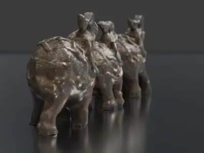Elephant Statues Low-poly 3D model