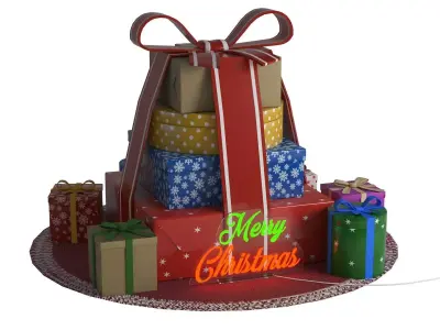 Stylized Christmas Gift Pack Modular Holiday Props Low-poly 3D model