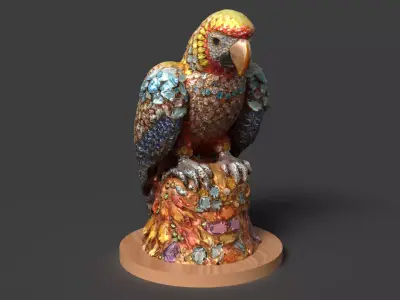 Chinese parrot  Low-poly 3D model