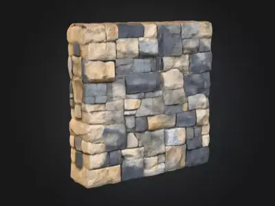 Stone Fortress Seamless Tile Low-poly 3D model