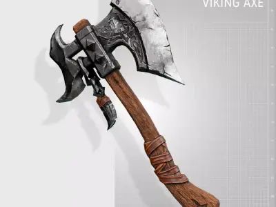 Viking Axe Low-poly 3D model 33