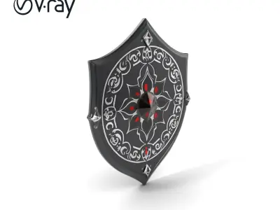 Sacred Shield Polished Ebony Silver Sigils model pack Low-poly 3D model