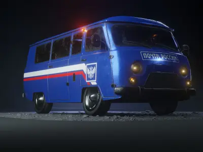 Game-ready Low-Poly model UAZ 452 Low-poly 3D model