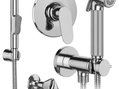 Hygienic shower Hansgrohe and Bossini set 158 3D model