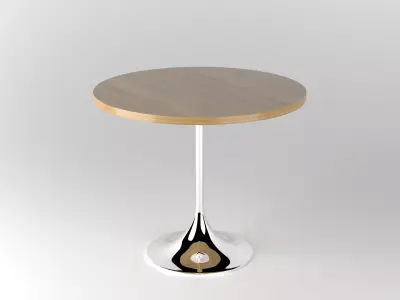 Table bar with round wooden top and metal base Free 3D model
